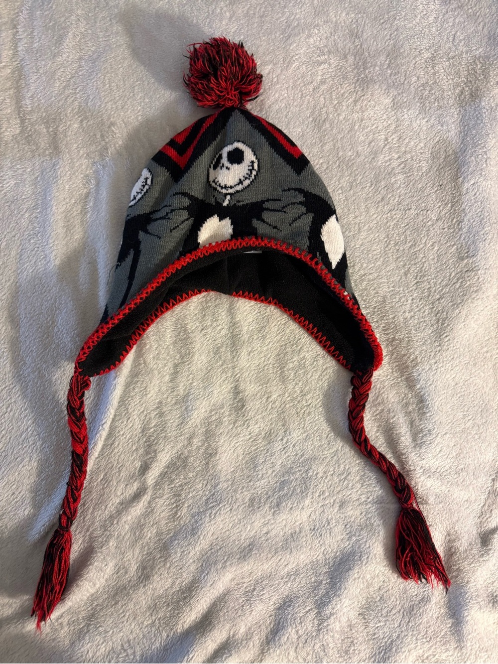 Disney The Nightmare Before Christmas Red and Black Knit Pom Beanie